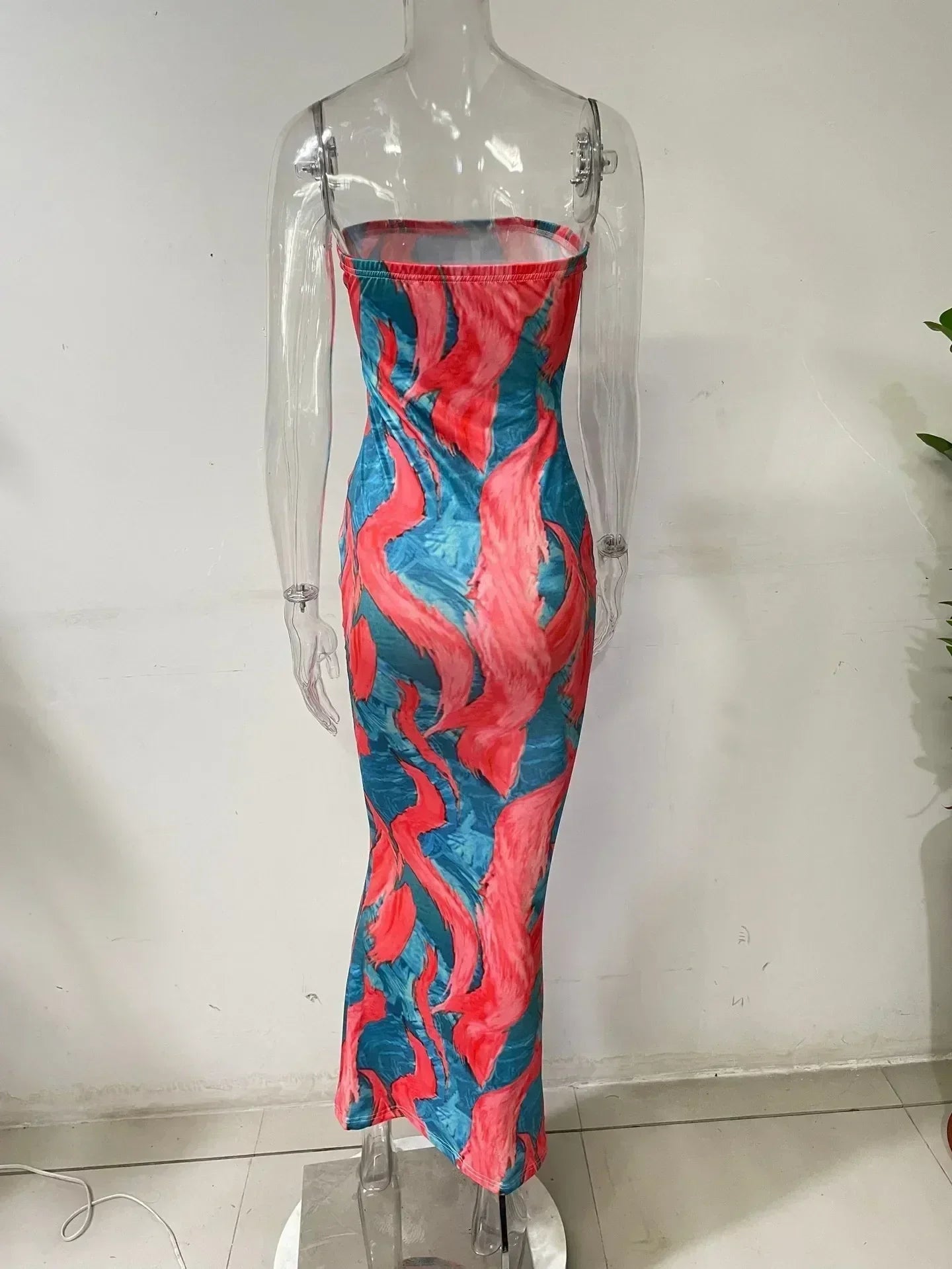 Spring And Summer Dresses For Women Chest Wrap Printed Off Shoulder Bandage Slim Sexy Long Dress 2023 New Fashion party MsChuh Femstylo