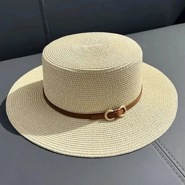 Simple Straw Summer Women Beach Hat Female Casual Panama Hat Women Flat Brim Bowknot Straw Cap Girls Sun Hat Femstylo