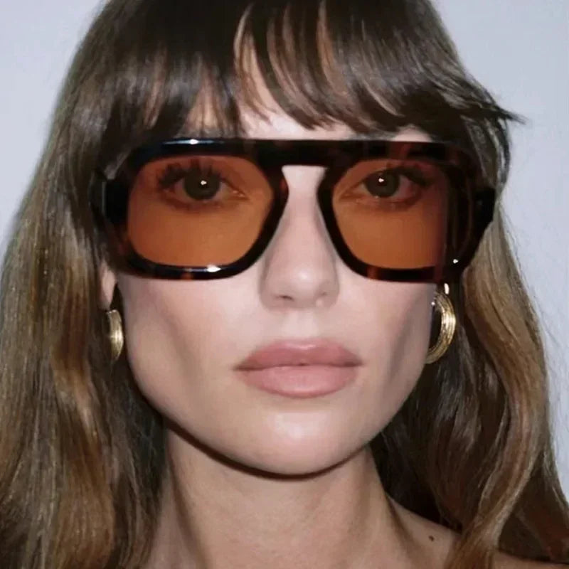 DOHOHDO 2025 Fashion Square Sunglasses Women New Retro Black Brown Thick Frame Pilot Sun Glasses Woman Chic Polygon Shades UV400 Femstylo