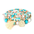 Bohemia Crystal Tassel Multicolor Beads Bracelets For Women Handmade Elastic Rope Charm Wrap Bracelet Summer Beach Party Jewelry Femstylo