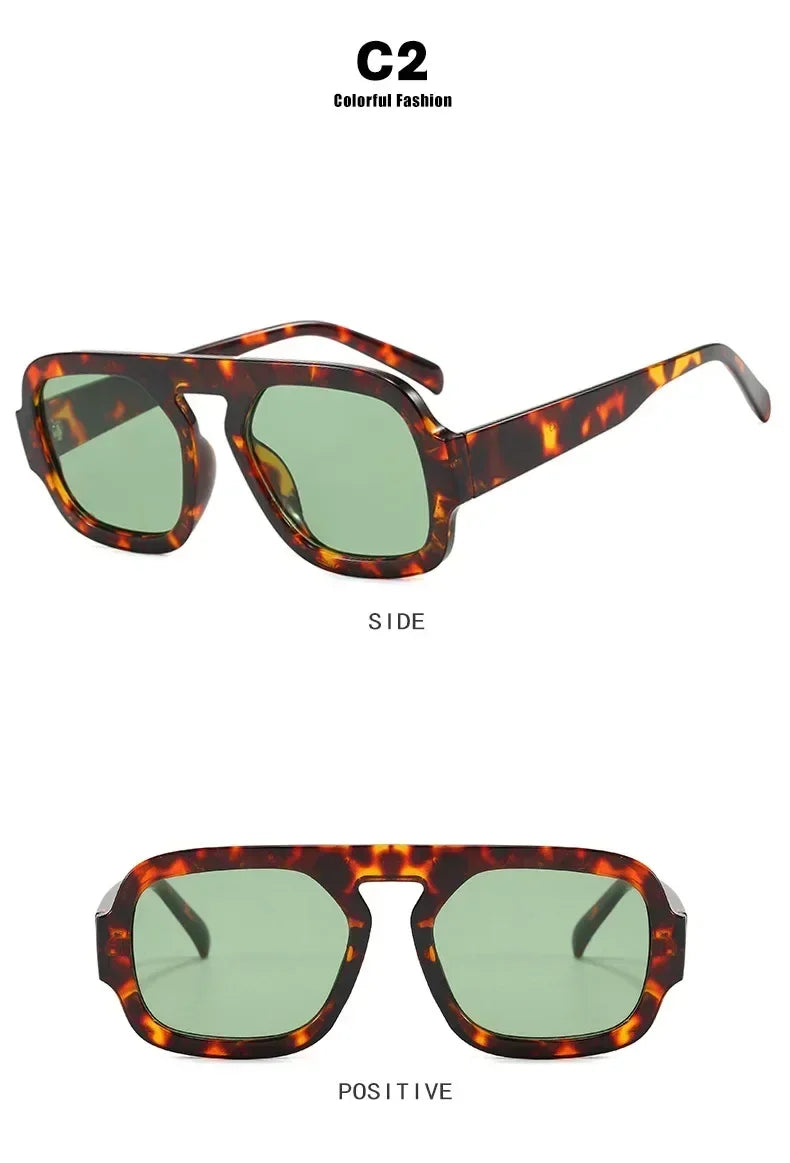 DOHOHDO 2025 Fashion Square Sunglasses Women New Retro Black Brown Thick Frame Pilot Sun Glasses Woman Chic Polygon Shades UV400 Femstylo