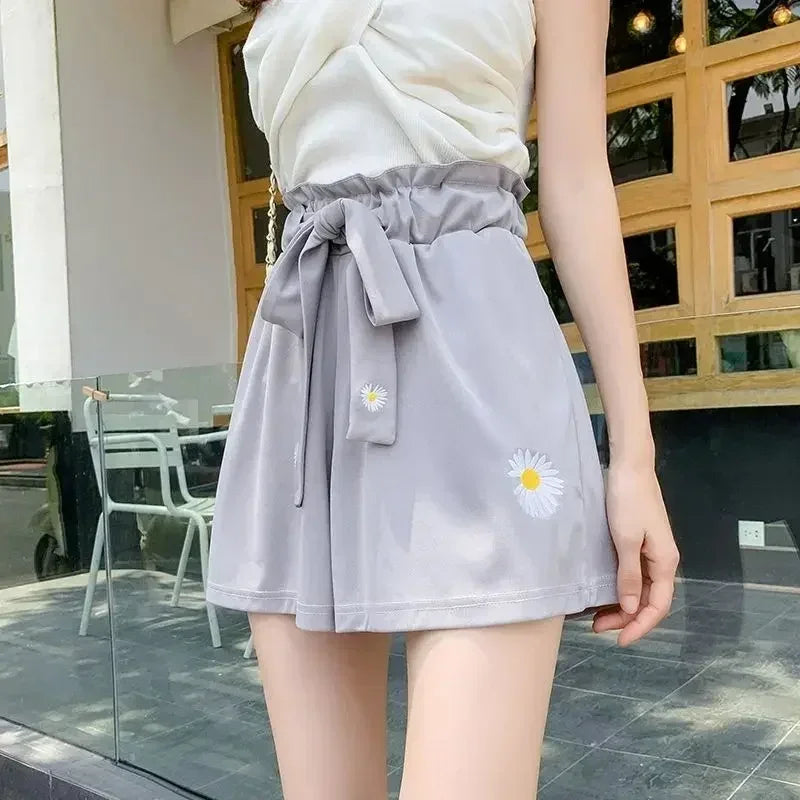 Summer Lightweight Black Casual Sports Pants Women Student Loose High-Waist Wide-Leg Shorts Femstylo