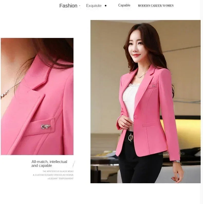 Korean Women's Fit and Tailored Blazer Jacket for Spring and Autumn Office Lady OL Casual Business Suit for Women Trendy Style Femstylo