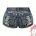 Kawaii cartoon character pocket embroidery high-quality slim denim shorts for women summer nightclub hip design casual y2k short Femstylo