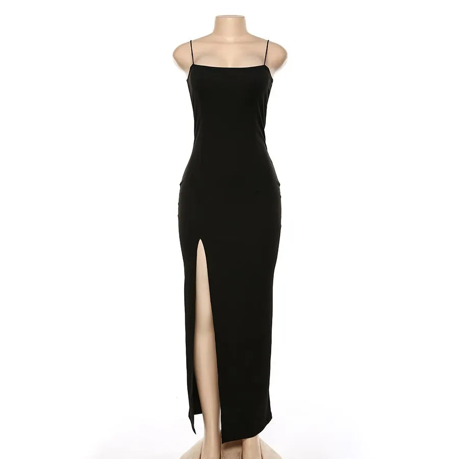 Y2K Summer Hot selling Women's Wear Slim Fit Off Back Sexy Split Dress with One Line Collar Urban Fashion Icon