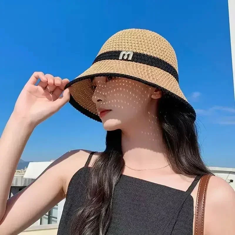 Outdoor Sunshade Hats Summer Breathable Hollow Knitted Korean Fashion Women Fisherman Hat Permeability Crochet Retro Bucket Hat Femstylo