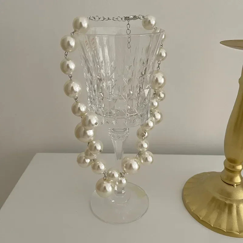 Elegant Imitation Pearl Women's Necklace Big Pearls Beads Choker Necklaces Party Wedding Bride Necklace Jewelry Girls Gifts Femstylo