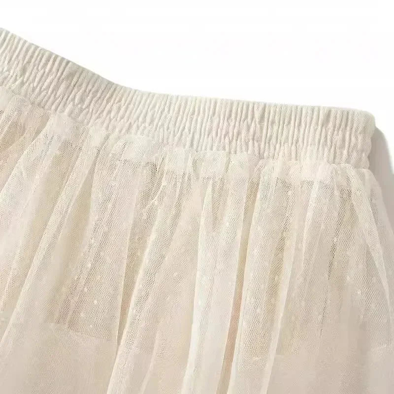 Women's High Waisted Slimming Sand Cake Skirt, Half Skirt, High-End Feeling Gauze, Long Skirt, Summer, , 2025 Hundred fold skirt Femstylo