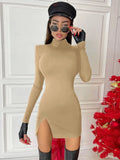 Women Spring Autumn Long Sleeve Bodycon Soild Color Black Slim Package Hip Mini Dress Female Clothing Streetwear Urban Fashion Icon
