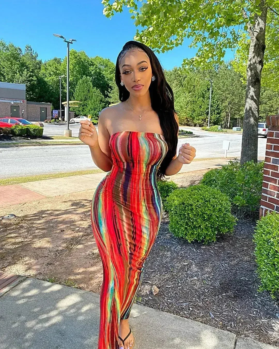Spring And Summer Dresses For Women Chest Wrap Printed Off Shoulder Bandage Slim Sexy Long Dress 2023 New Fashion party MsChuh Femstylo