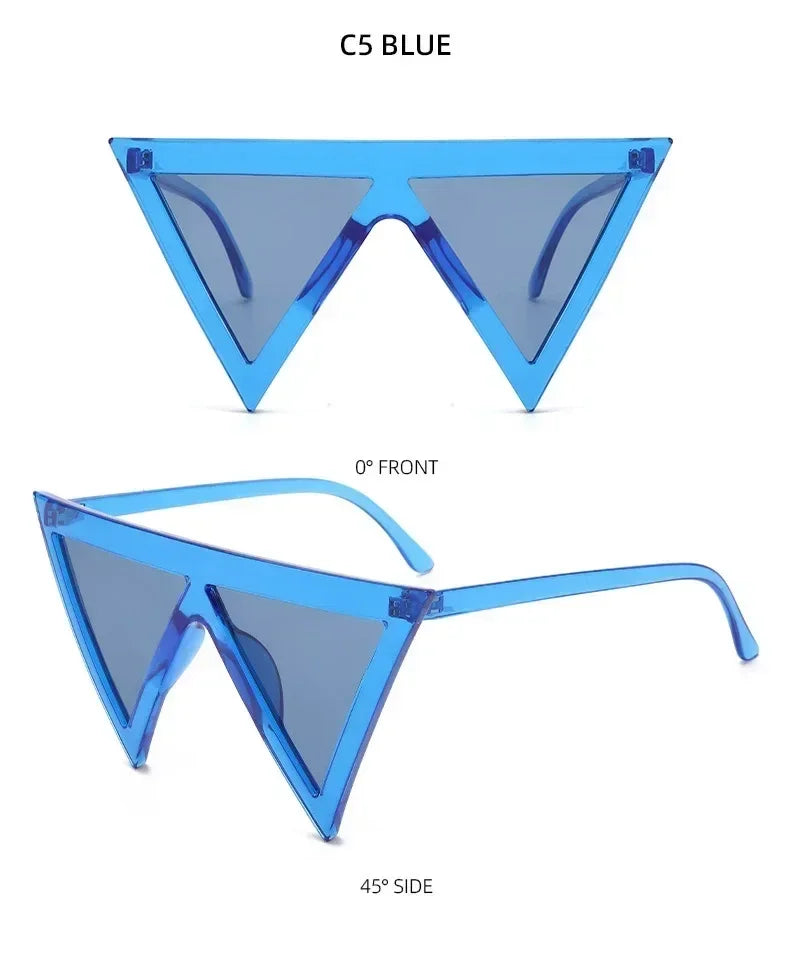 Oversized Triangle Punk Shiled Sunglasses Women Big Frame 2025 Luxury Brand Windproof Eyewear For Ladies UV400 Goggle Shades Femstylo