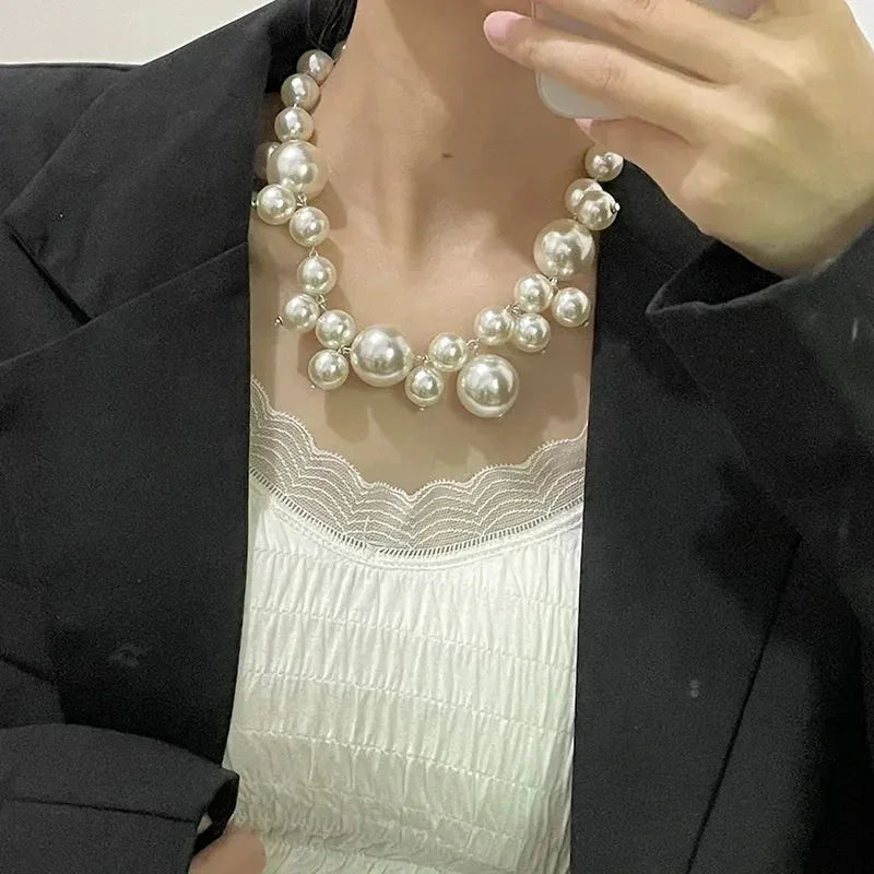 Elegant Imitation Pearl Women's Necklace Big Pearls Beads Choker Necklaces Party Wedding Bride Necklace Jewelry Girls Gifts Femstylo