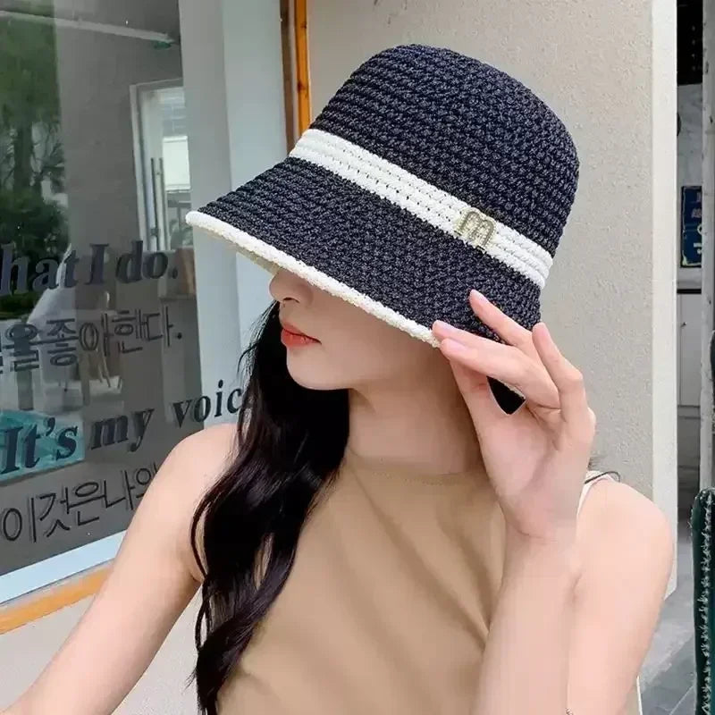Outdoor Sunshade Hats Summer Breathable Hollow Knitted Korean Fashion Women Fisherman Hat Permeability Crochet Retro Bucket Hat Femstylo