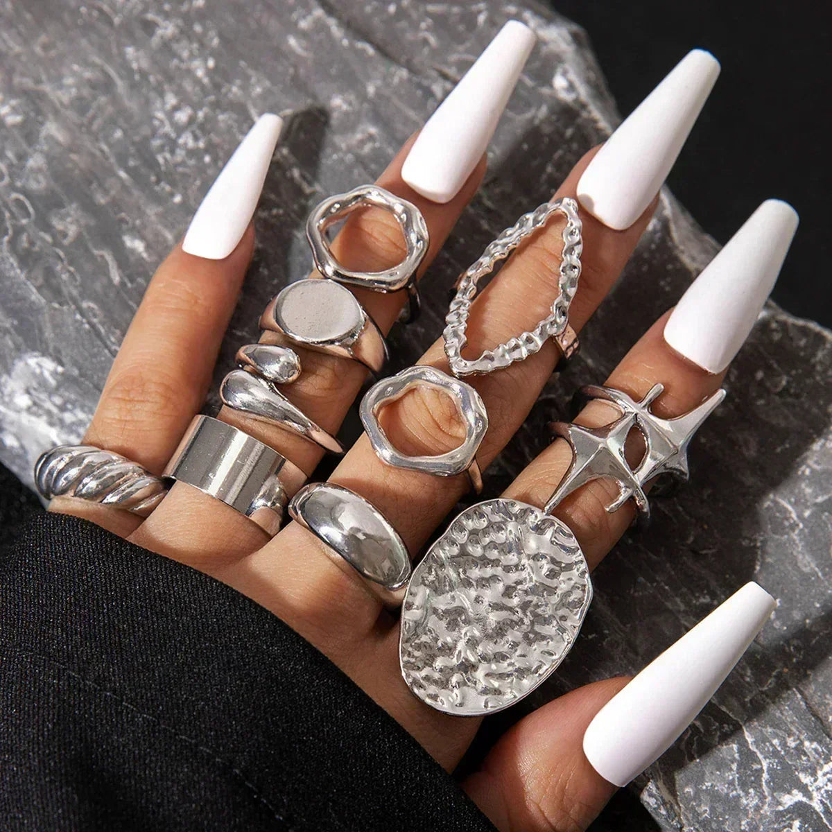 Docona Fashion Elegant Stacking Gold Colour Rings Geometric Design Ring Set Accessories Daily Festival Party Gifts 27910 Femstylo