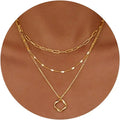 Layered Gold Necklaces for Women Stackable14K Gold Silver Plated Circle Paperclip Chain Pendant Choker Necklace Set For Woman Femstylo