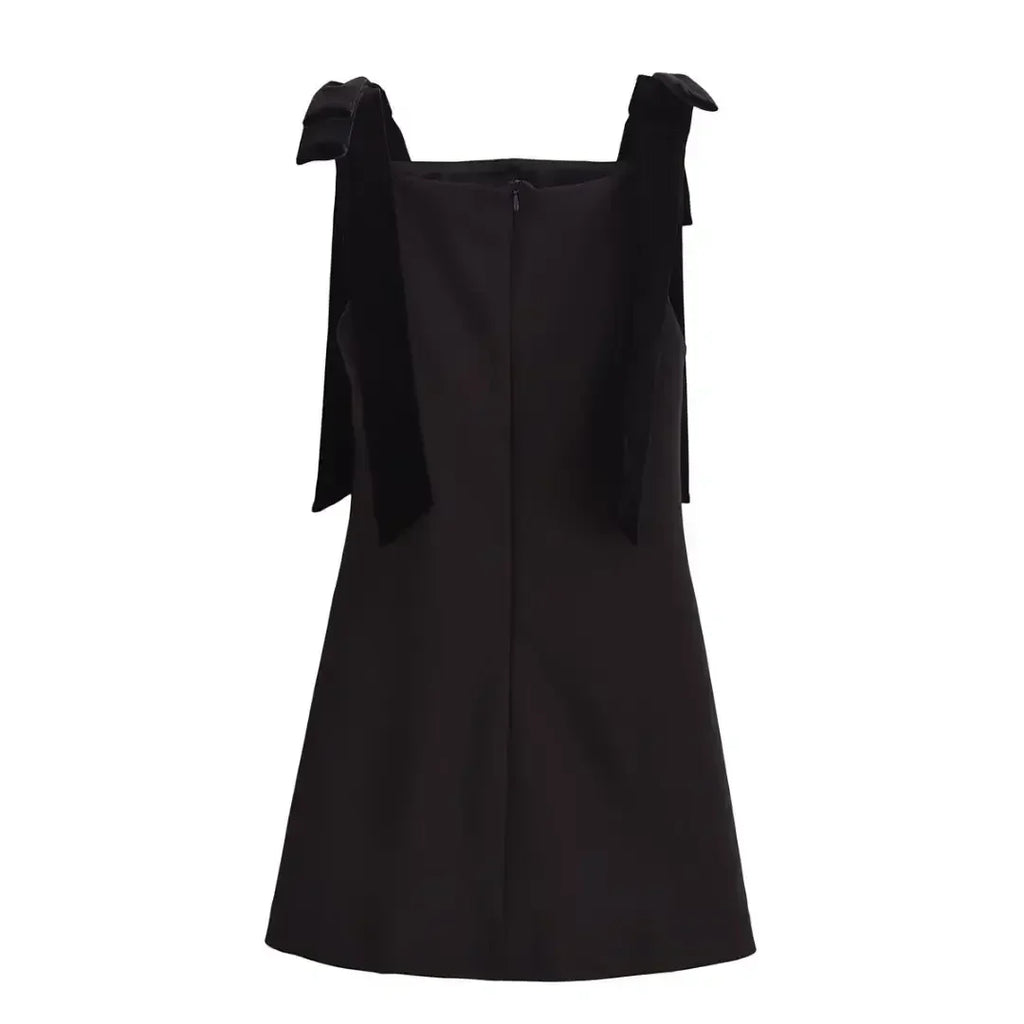 TFMLN Autumn New Women Dress 2024 Slim Chic Sleeveless Dress Bow Casual  Mini Frock Female Fashion Elegant Short Party Dress Femstylo