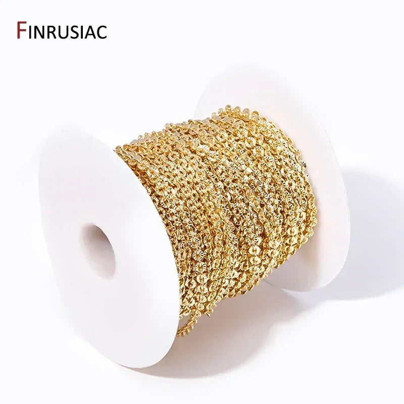 4mm*4.5mm 14K Real Gold Plated Round Textured Chains For Necklace Making, DIY Jewelry Accessories Handmade Crafts Chains Femstylo