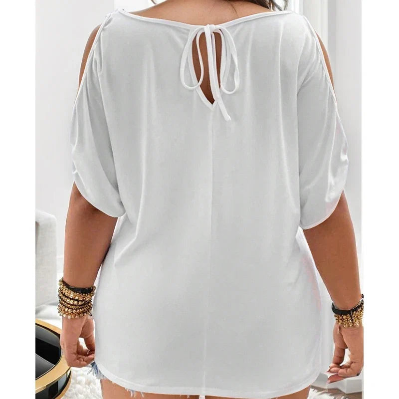 Pullover loose casual strapless solid color women's t-shirt Urban Fashion Icon