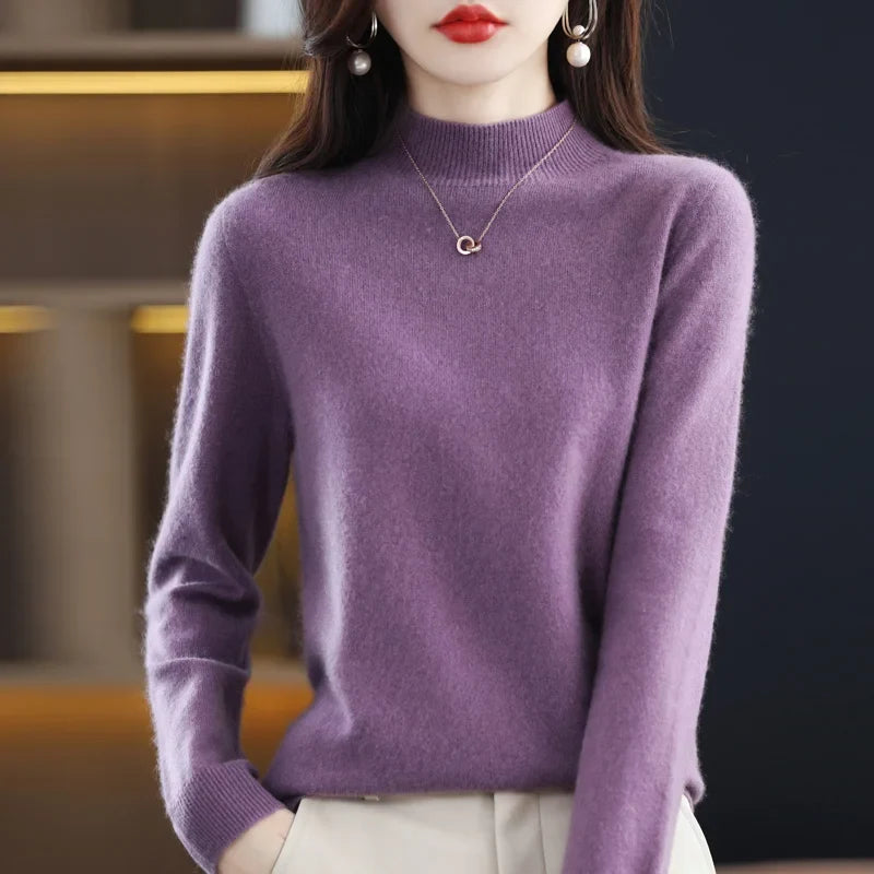 Cashmere Sweater Female 100% Merino Wool Winter Women Knitted Femme Pullover Top Winter Warm Women's 2024 New Urban Fashion Icon