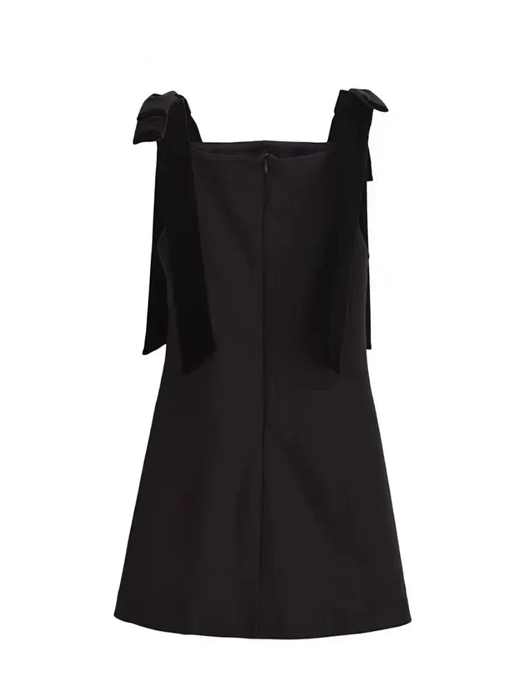 TFMLN Autumn New Women Dress 2024 Slim Chic Sleeveless Dress Bow Casual  Mini Frock Female Fashion Elegant Short Party Dress Femstylo