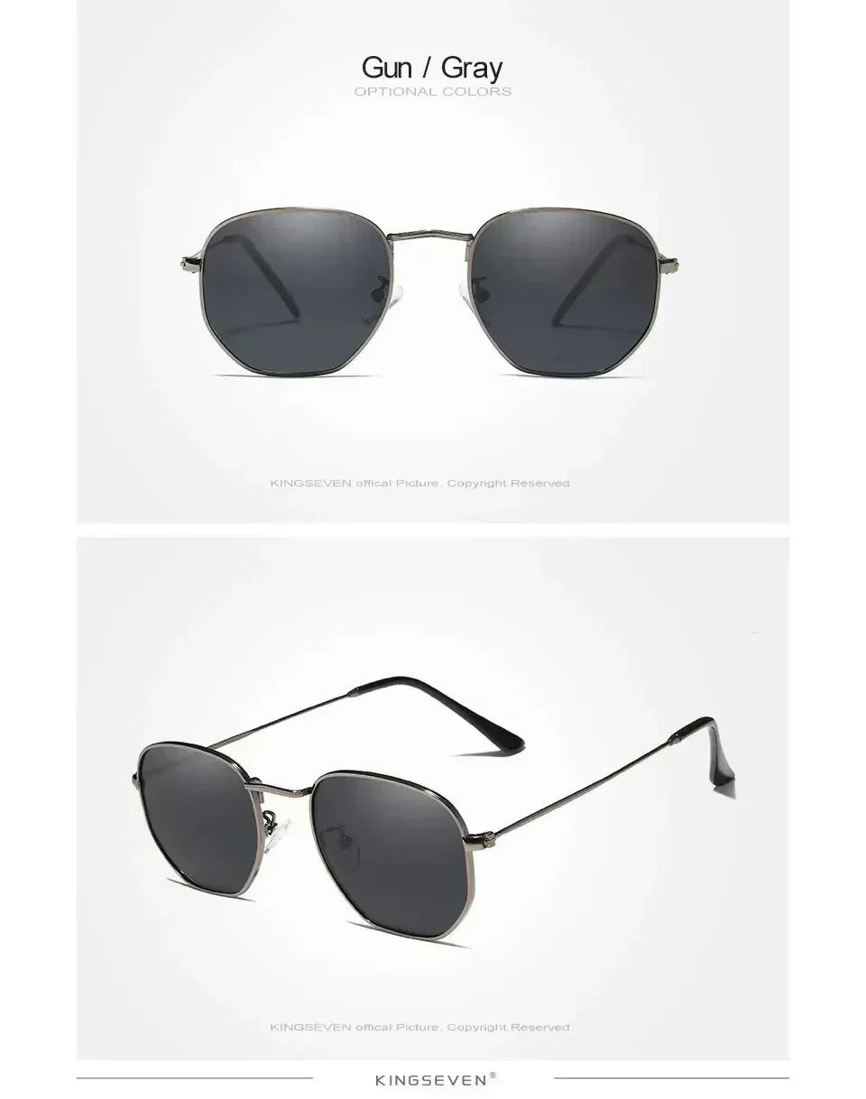 KINGSEVEN Fashion Women Polygon Sunglasses Men Polarized UV400 Sunscreen Round Thin Frame Glassses Luxury Causal Driving Eyewear Femstylo