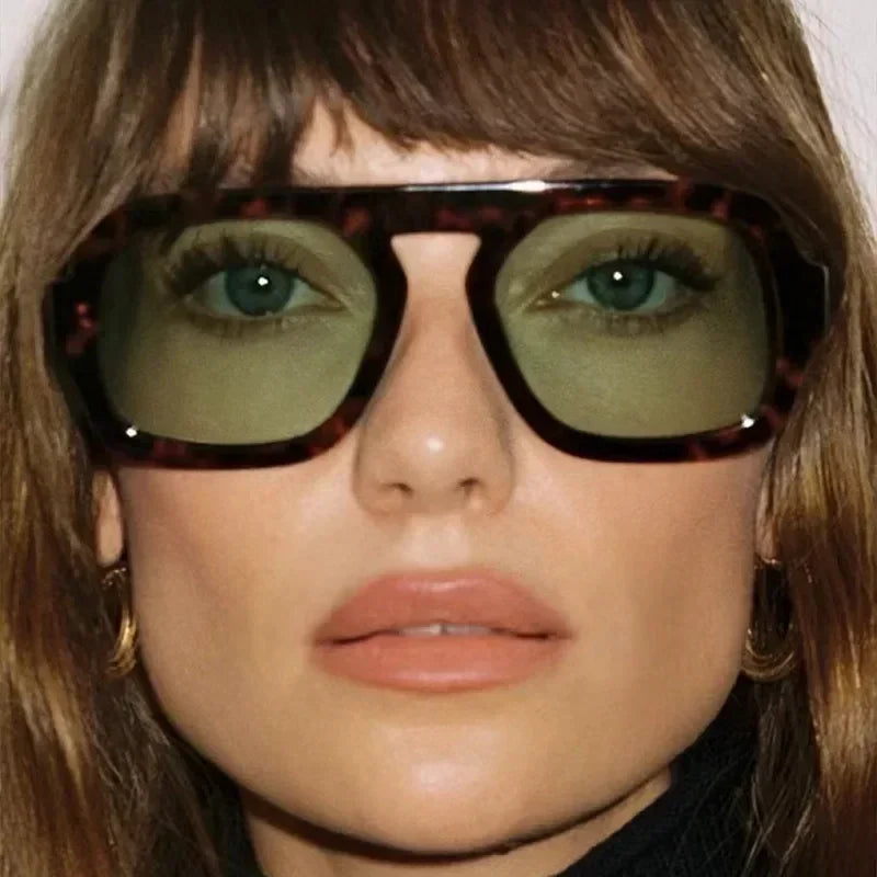 DOHOHDO 2025 Fashion Square Sunglasses Women New Retro Black Brown Thick Frame Pilot Sun Glasses Woman Chic Polygon Shades UV400 Femstylo