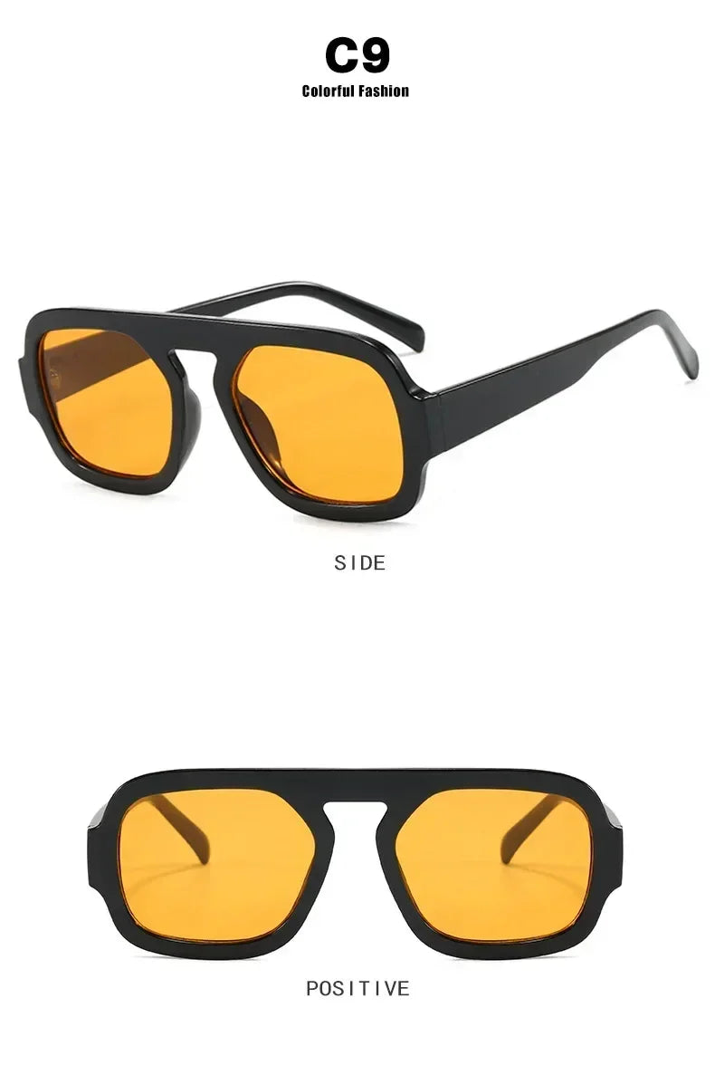 DOHOHDO 2025 Fashion Square Sunglasses Women New Retro Black Brown Thick Frame Pilot Sun Glasses Woman Chic Polygon Shades UV400 Femstylo