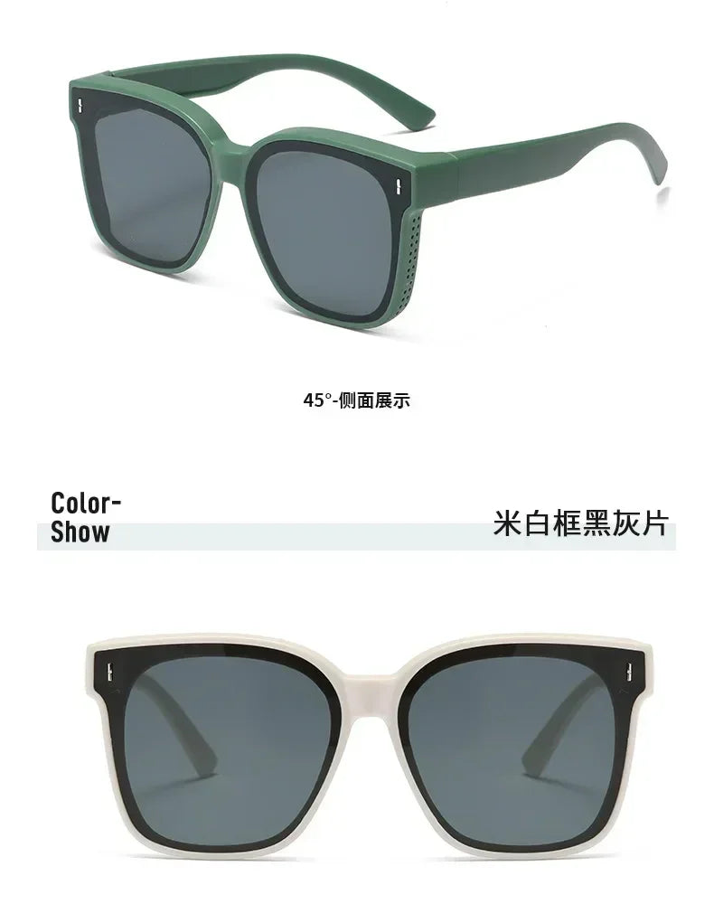 Fashion Square Polarized Sunglasses Cover Over Myopia Prescription Glasses Portable Men Women Vintage Fishing Driving Eyewear ﻿ Femstylo