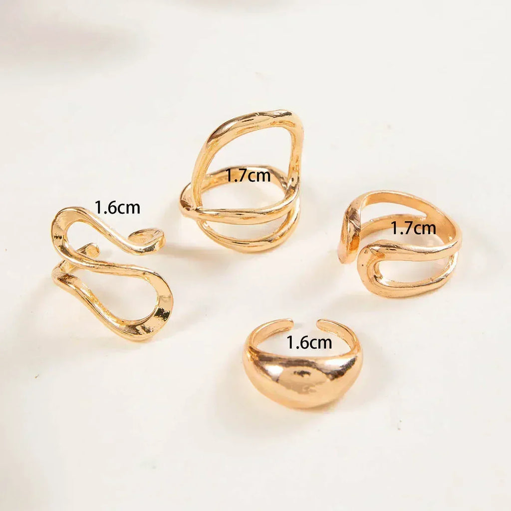 Docona Fashion Elegant Stacking Gold Colour Rings Geometric Design Ring Set Accessories Daily Festival Party Gifts 27910 Femstylo