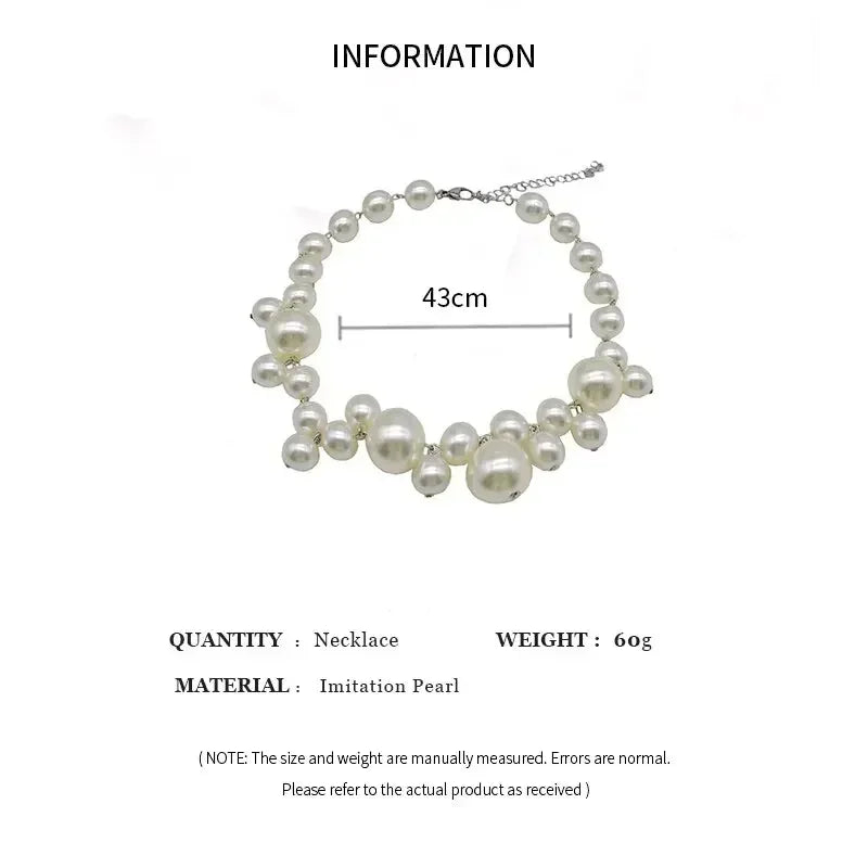 Elegant Imitation Pearl Women's Necklace Big Pearls Beads Choker Necklaces Party Wedding Bride Necklace Jewelry Girls Gifts Femstylo