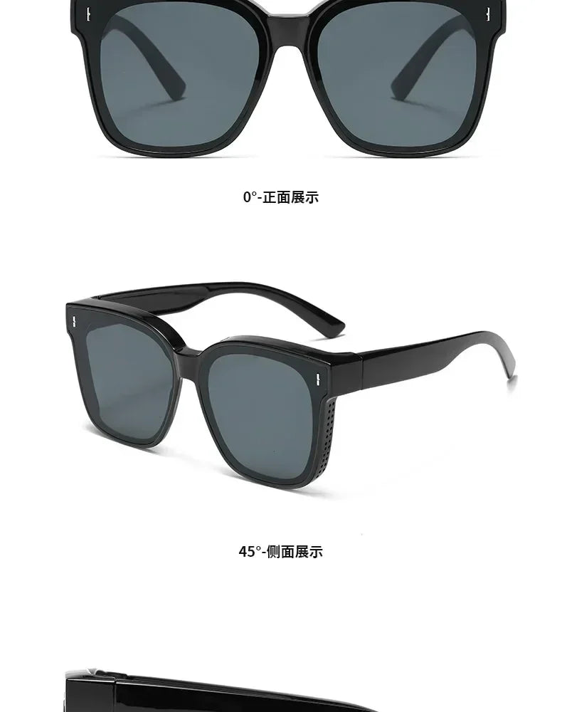 Fashion Square Polarized Sunglasses Cover Over Myopia Prescription Glasses Portable Men Women Vintage Fishing Driving Eyewear ﻿ Femstylo