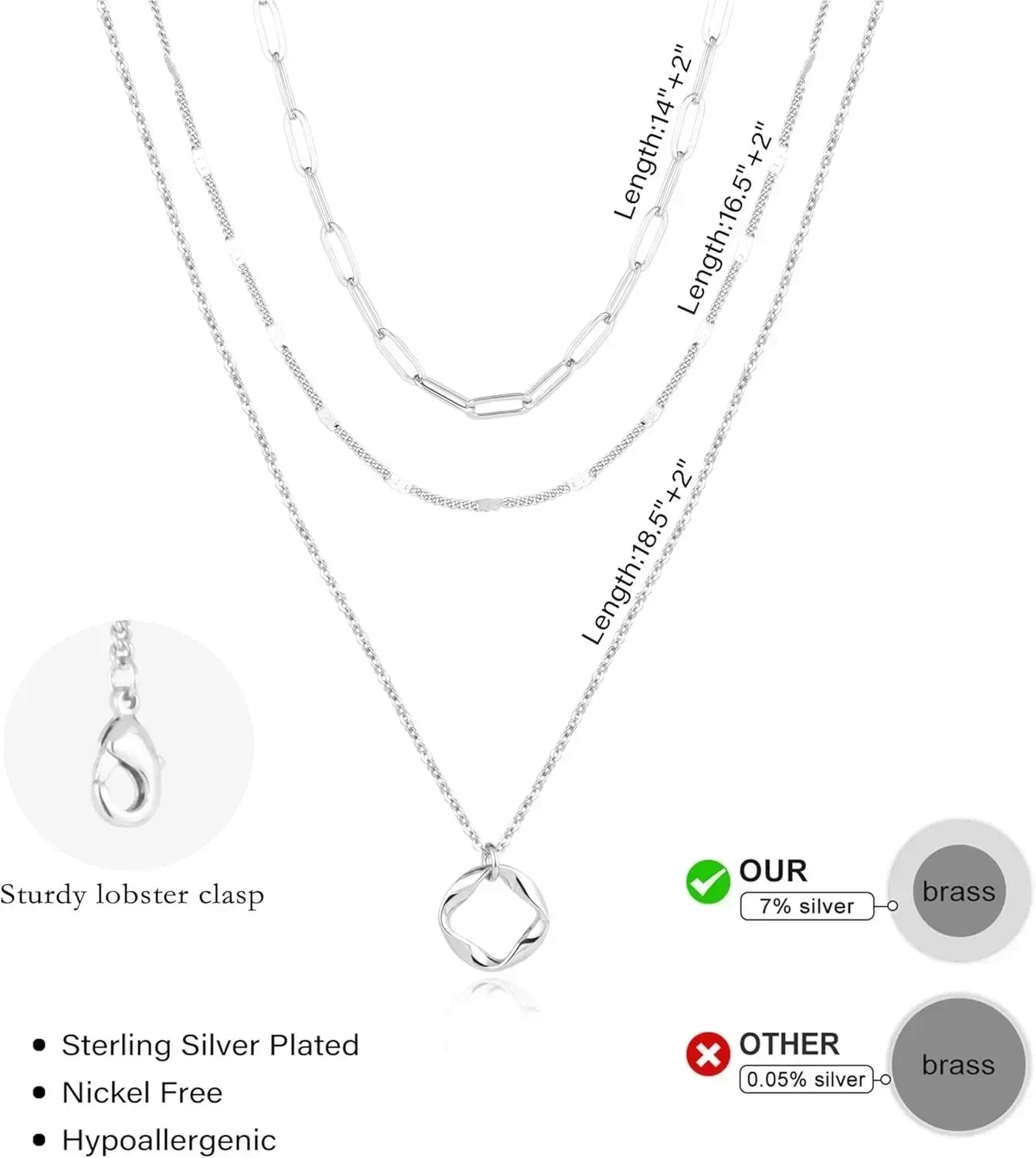 Layered Gold Necklaces for Women Stackable14K Gold Silver Plated Circle Paperclip Chain Pendant Choker Necklace Set For Woman Femstylo
