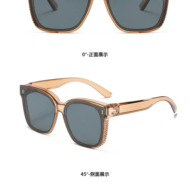 Fashion Square Polarized Sunglasses Cover Over Myopia Prescription Glasses Portable Men Women Vintage Fishing Driving Eyewear ﻿ Femstylo
