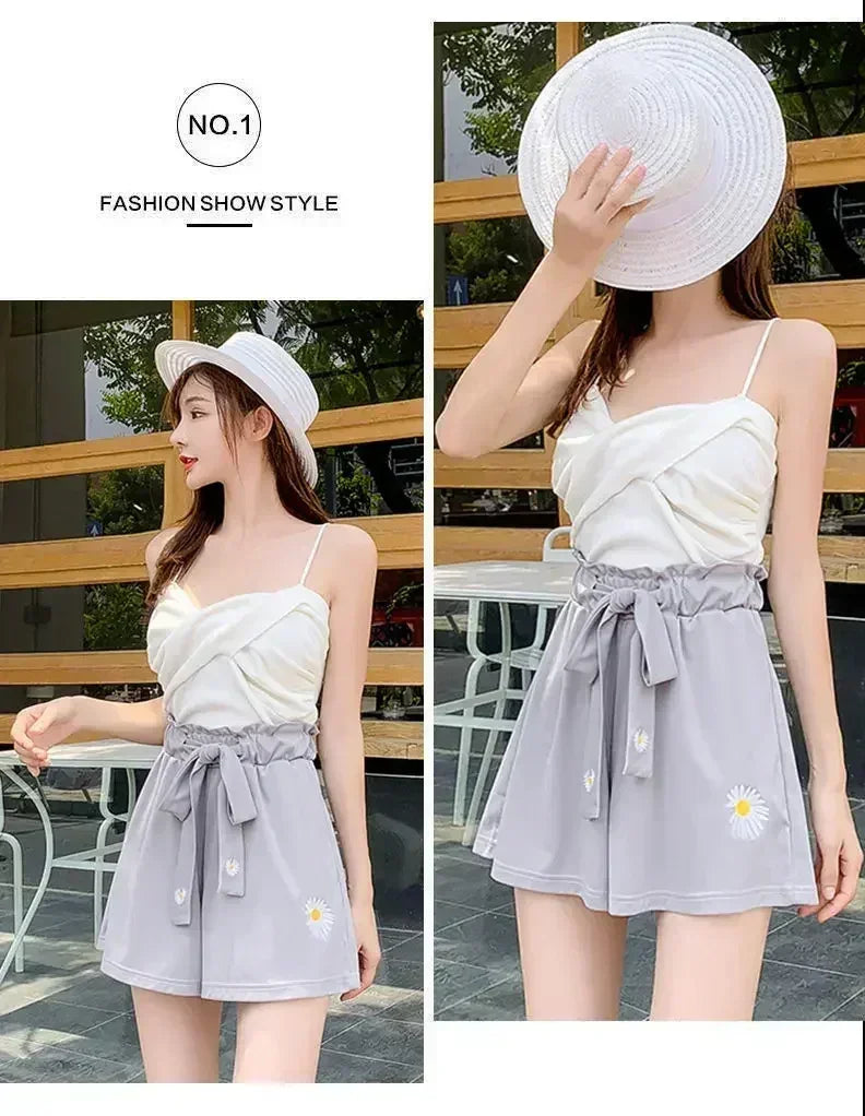 Summer Lightweight Black Casual Sports Pants Women Student Loose High-Waist Wide-Leg Shorts Femstylo