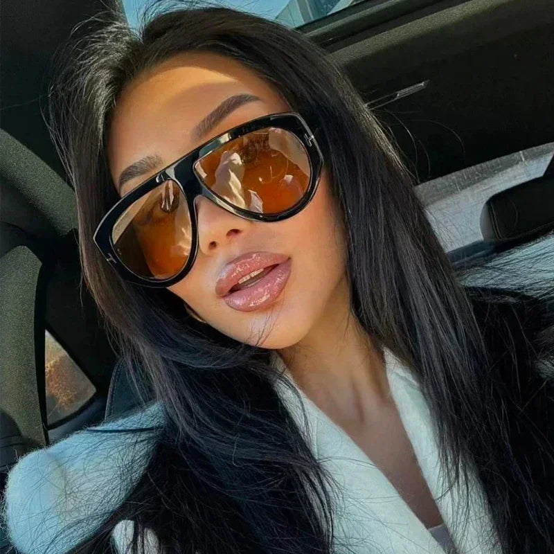 2024 New Fashion Big Frame Pilot Brown Sunglasses Women Men Brand T Outdoor Sun Glasses Female Shade Oculos De Sol Gifts Femstylo