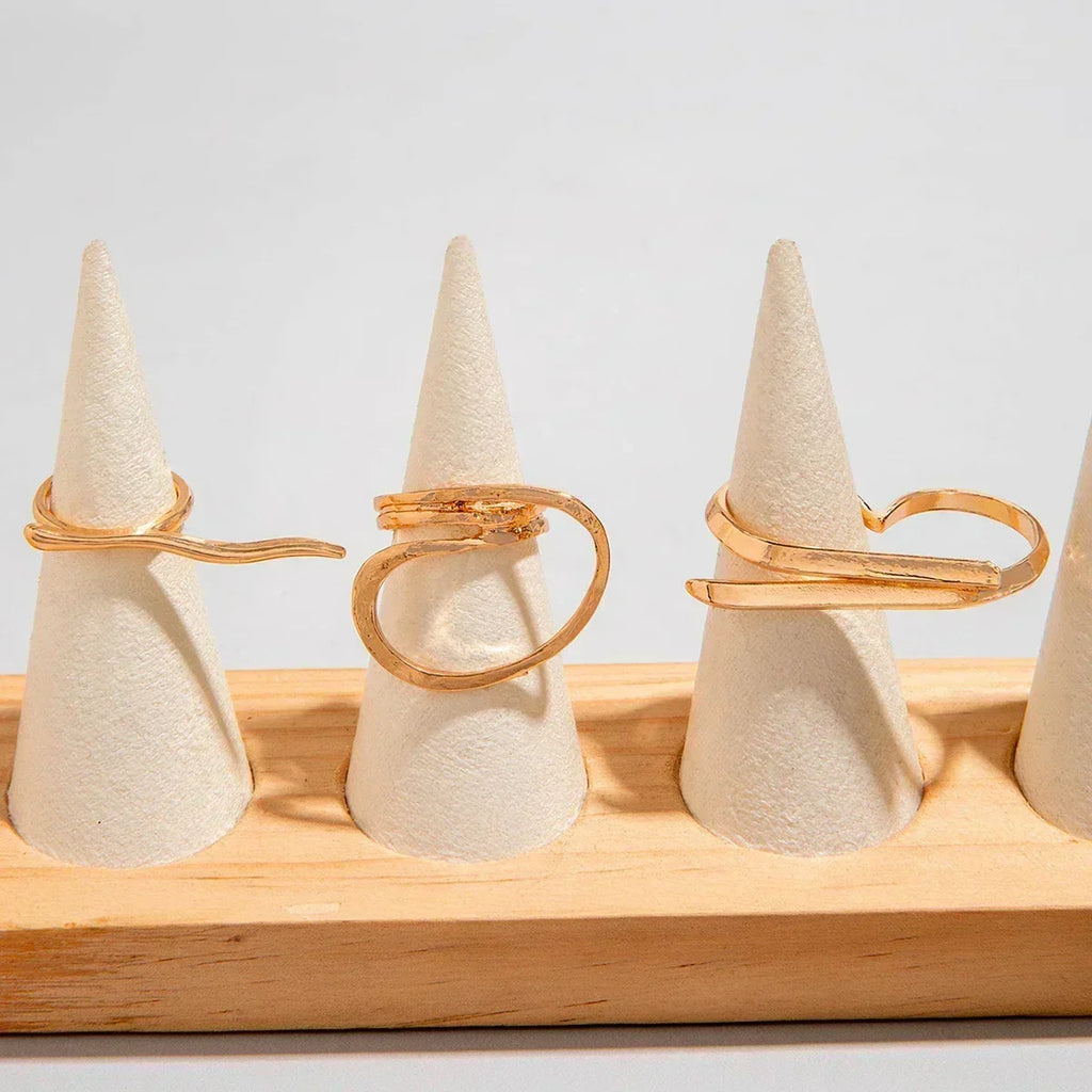 Docona Fashion Elegant Stacking Gold Colour Rings Geometric Design Ring Set Accessories Daily Festival Party Gifts 27910 Femstylo