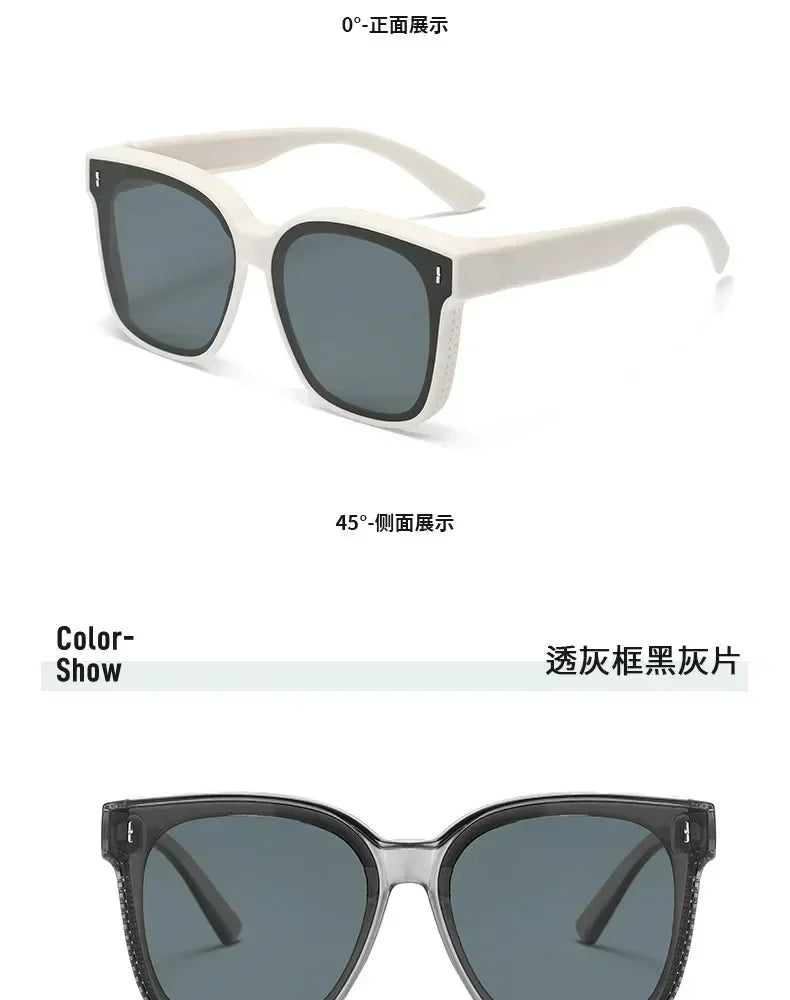 Fashion Square Polarized Sunglasses Cover Over Myopia Prescription Glasses Portable Men Women Vintage Fishing Driving Eyewear ﻿ Femstylo
