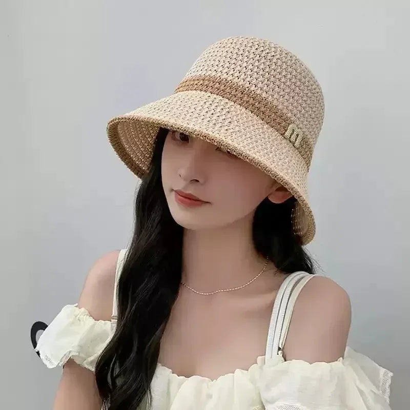 Outdoor Sunshade Hats Summer Breathable Hollow Knitted Korean Fashion Women Fisherman Hat Permeability Crochet Retro Bucket Hat Femstylo