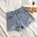 Korean Denim Shorts Women Summer Fashion Casual High Waist Ripped Jeans Pocket Tassel Y2K Hot Pants Streetwear Blue Trousers Femstylo