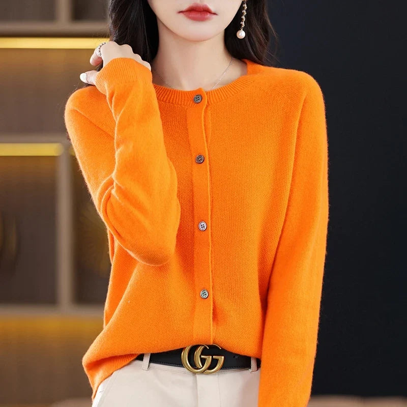 High-Grade Knit Sweater Crewneck Cardigan Coat Autumn And Winter New Middle-Aged And Elderly Women's Fashion ZD060 Urban Fashion Icon