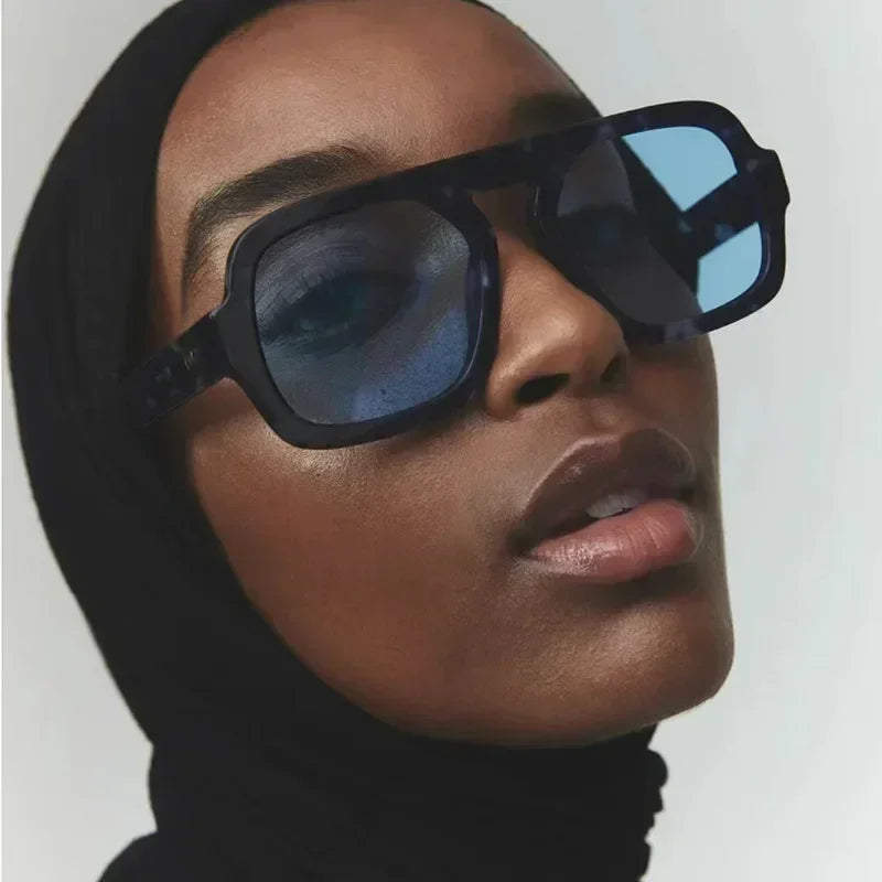 DOHOHDO 2025 Fashion Square Sunglasses Women New Retro Black Brown Thick Frame Pilot Sun Glasses Woman Chic Polygon Shades UV400 Femstylo