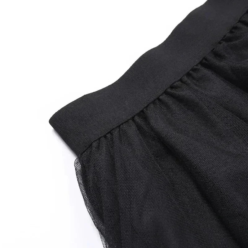Casual Skirts Punk Sexy Net Yarn High-Waisted Irregular Skirt for Women Summer New European and American Gothic Style Versatile Femstylo