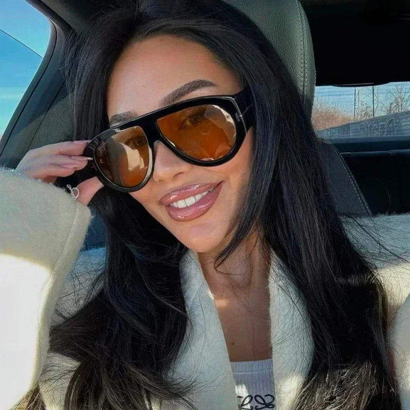 2024 New Fashion Big Frame Pilot Brown Sunglasses Women Men Brand T Outdoor Sun Glasses Female Shade Oculos De Sol Gifts Femstylo