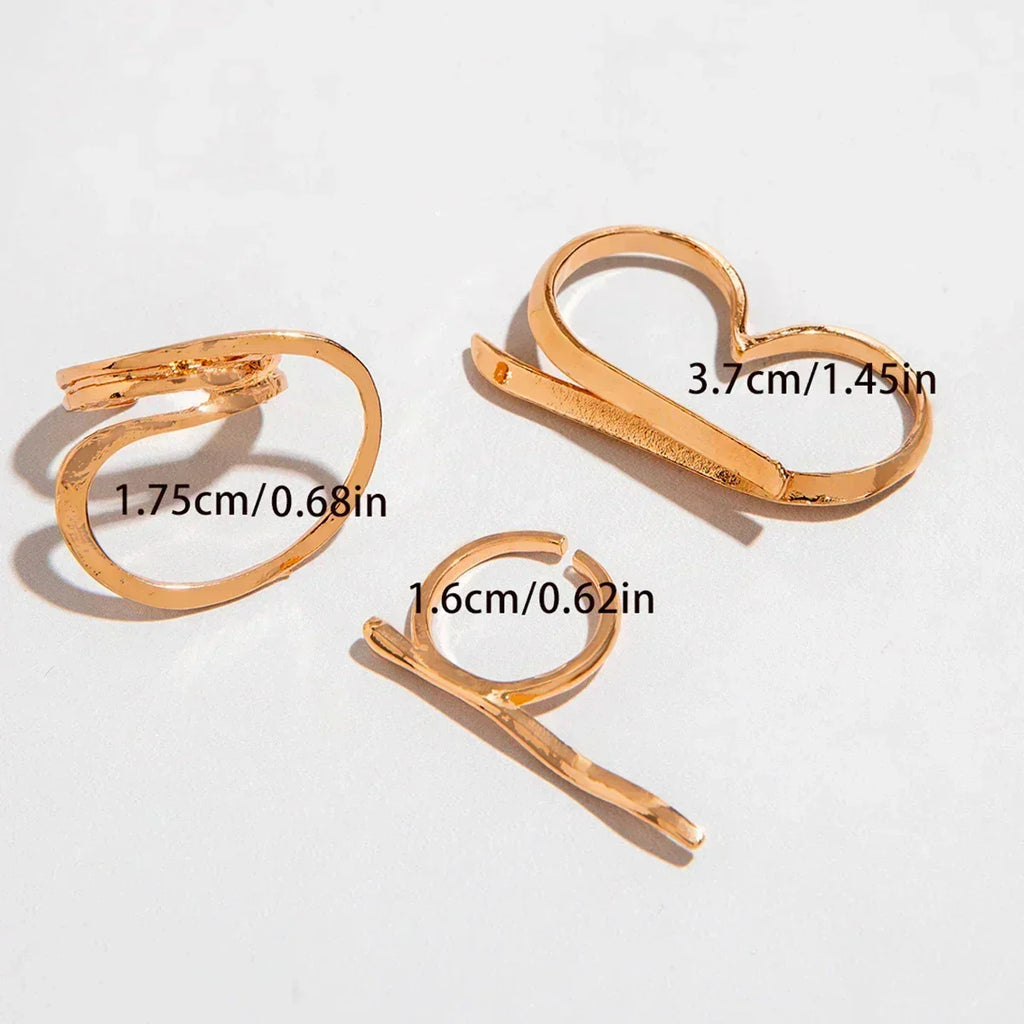 Docona Fashion Elegant Stacking Gold Colour Rings Geometric Design Ring Set Accessories Daily Festival Party Gifts 27910 Femstylo
