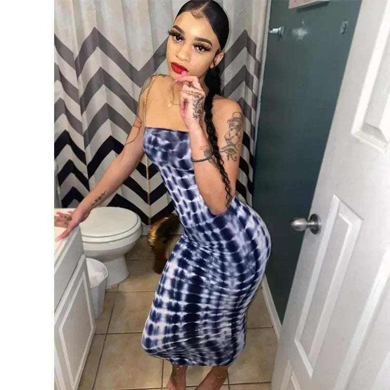 Spring And Summer Dresses For Women Chest Wrap Printed Off Shoulder Bandage Slim Sexy Long Dress 2023 New Fashion party MsChuh Femstylo