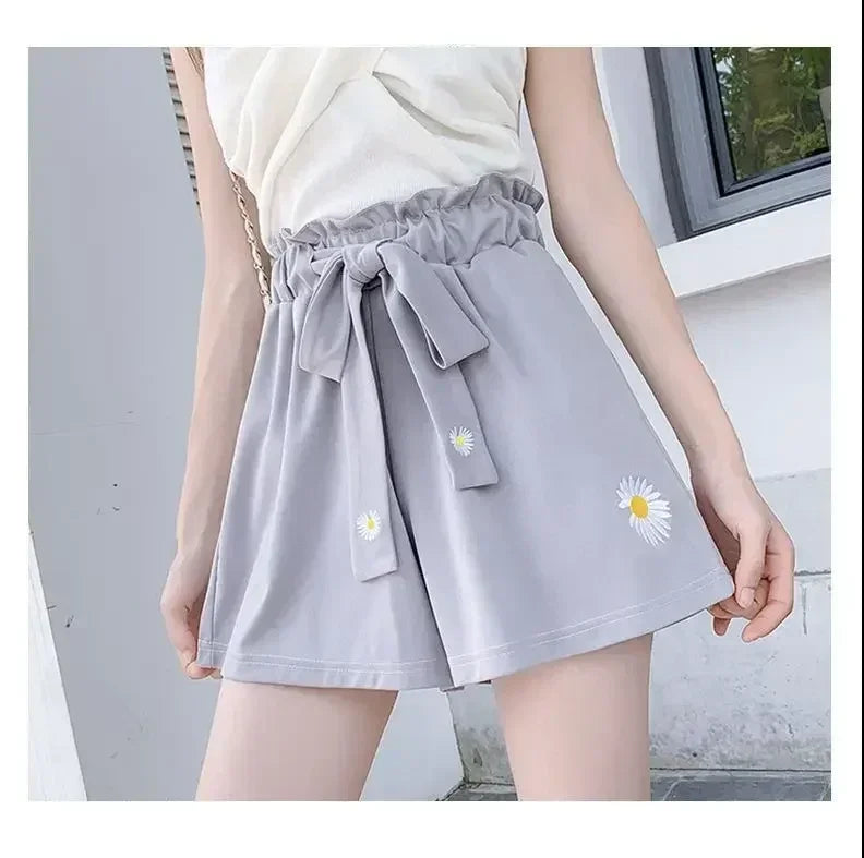 Summer Lightweight Black Casual Sports Pants Women Student Loose High-Waist Wide-Leg Shorts Femstylo