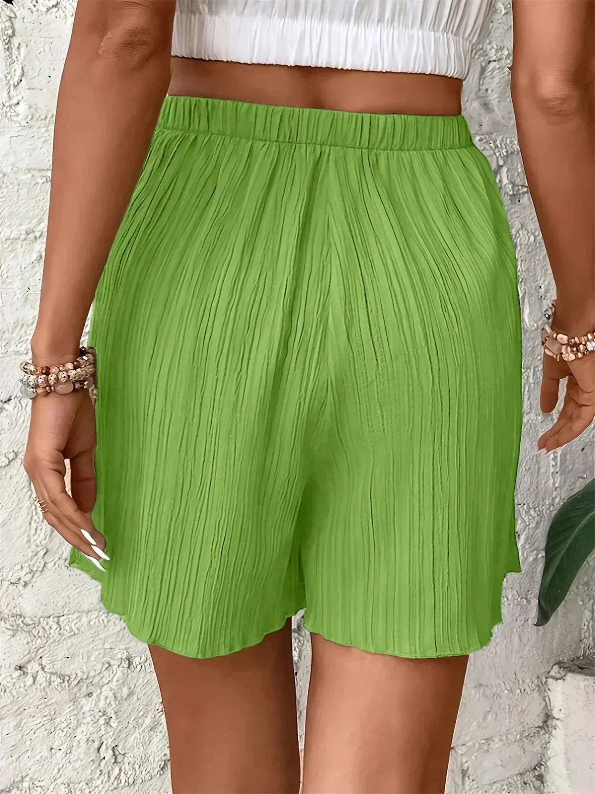 Women High Waist Solid Shorts 2025 Spring Summer New Fashion Pant Lady Casual Outfit Short Pants Beach Holiday Simple Clothing Femstylo