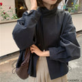 Korea Short Outerwear Woman Casual Loose Lazy Chic Long Sleeve Cotton Blends Windbreaker Coats Thin Thench Urban Fashion Icon