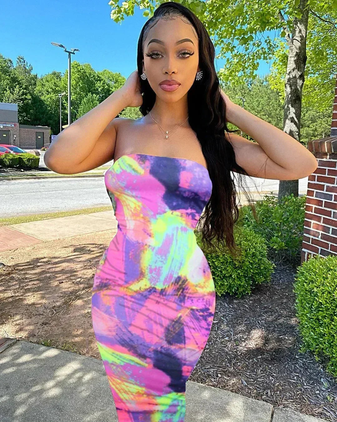 Spring And Summer Dresses For Women Chest Wrap Printed Off Shoulder Bandage Slim Sexy Long Dress 2023 New Fashion party MsChuh Femstylo