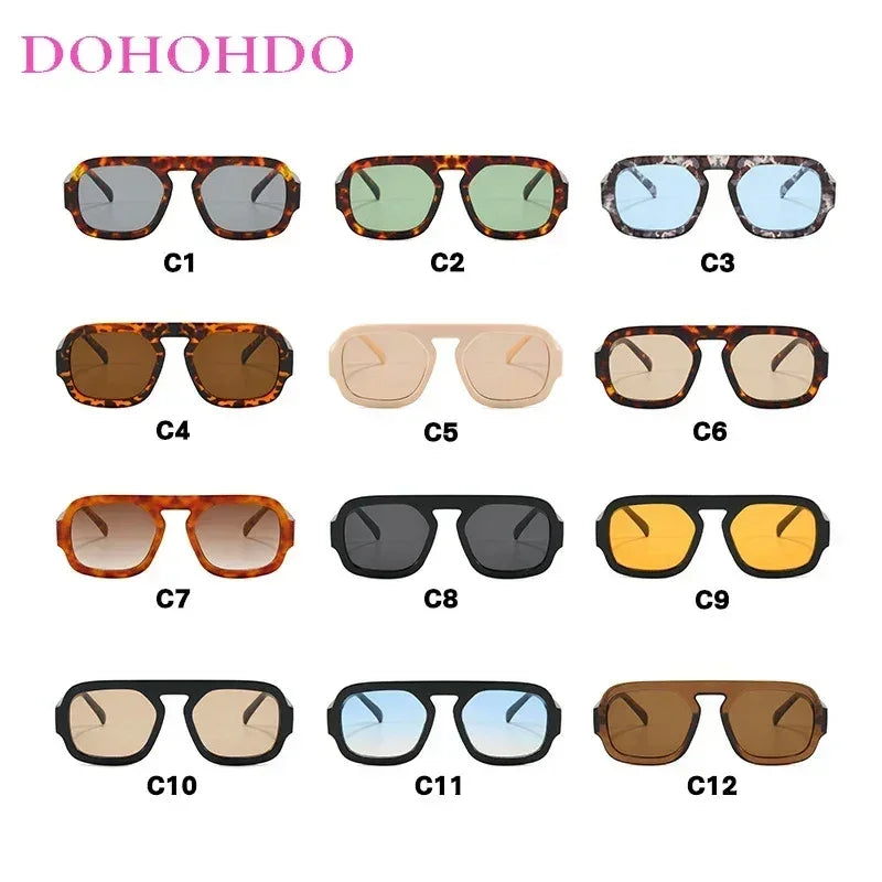 DOHOHDO 2025 Fashion Square Sunglasses Women New Retro Black Brown Thick Frame Pilot Sun Glasses Woman Chic Polygon Shades UV400 Femstylo
